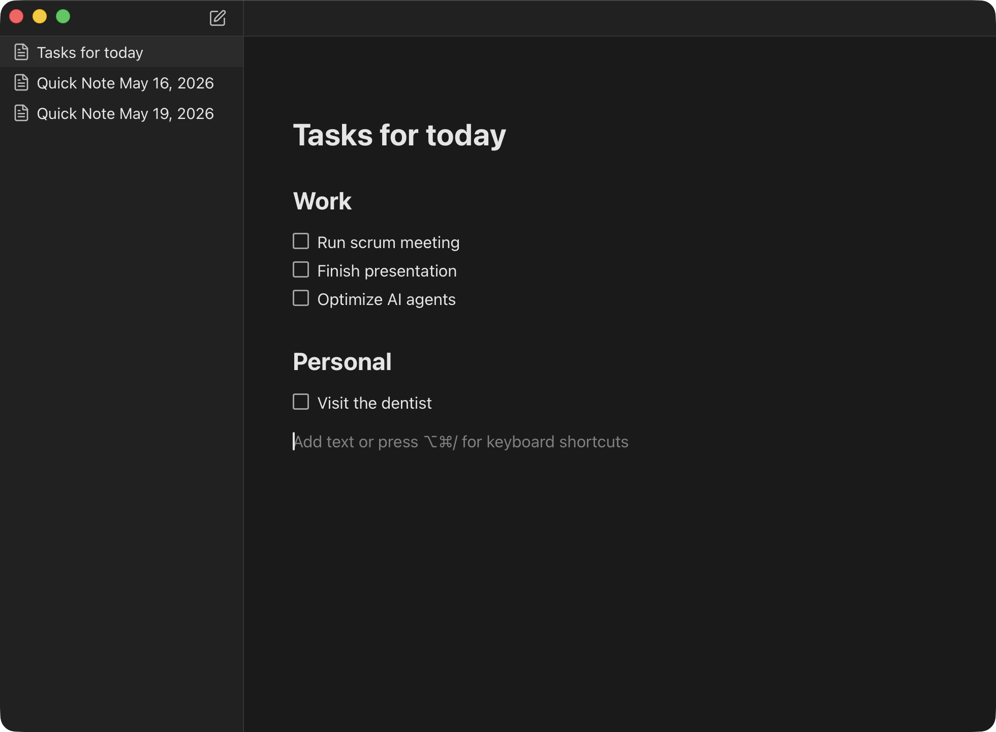 PlainNote app screenshot